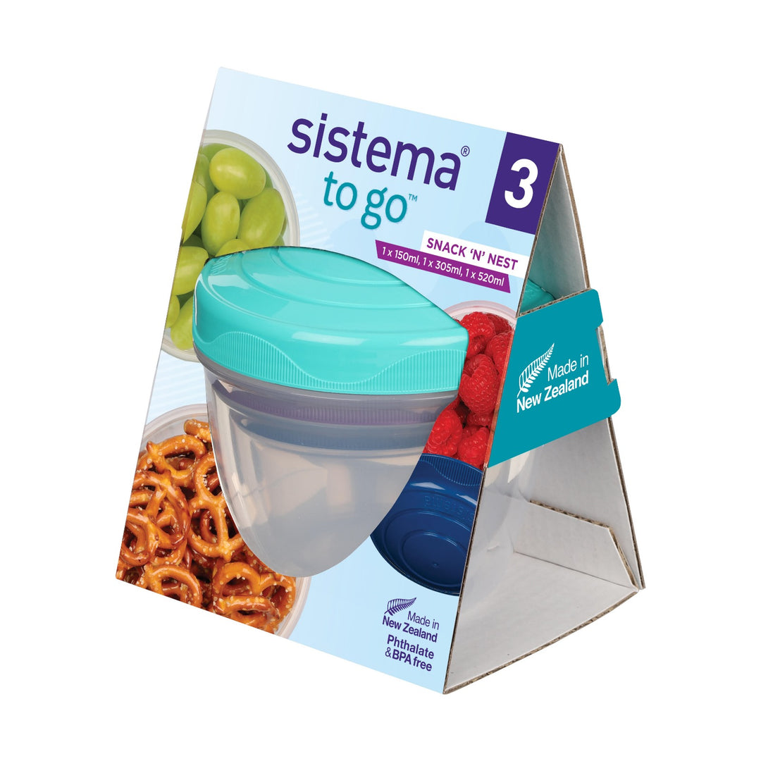 SISTEMA Snack 'N' Nest To Go Nestable Snack Containers 3 Pack