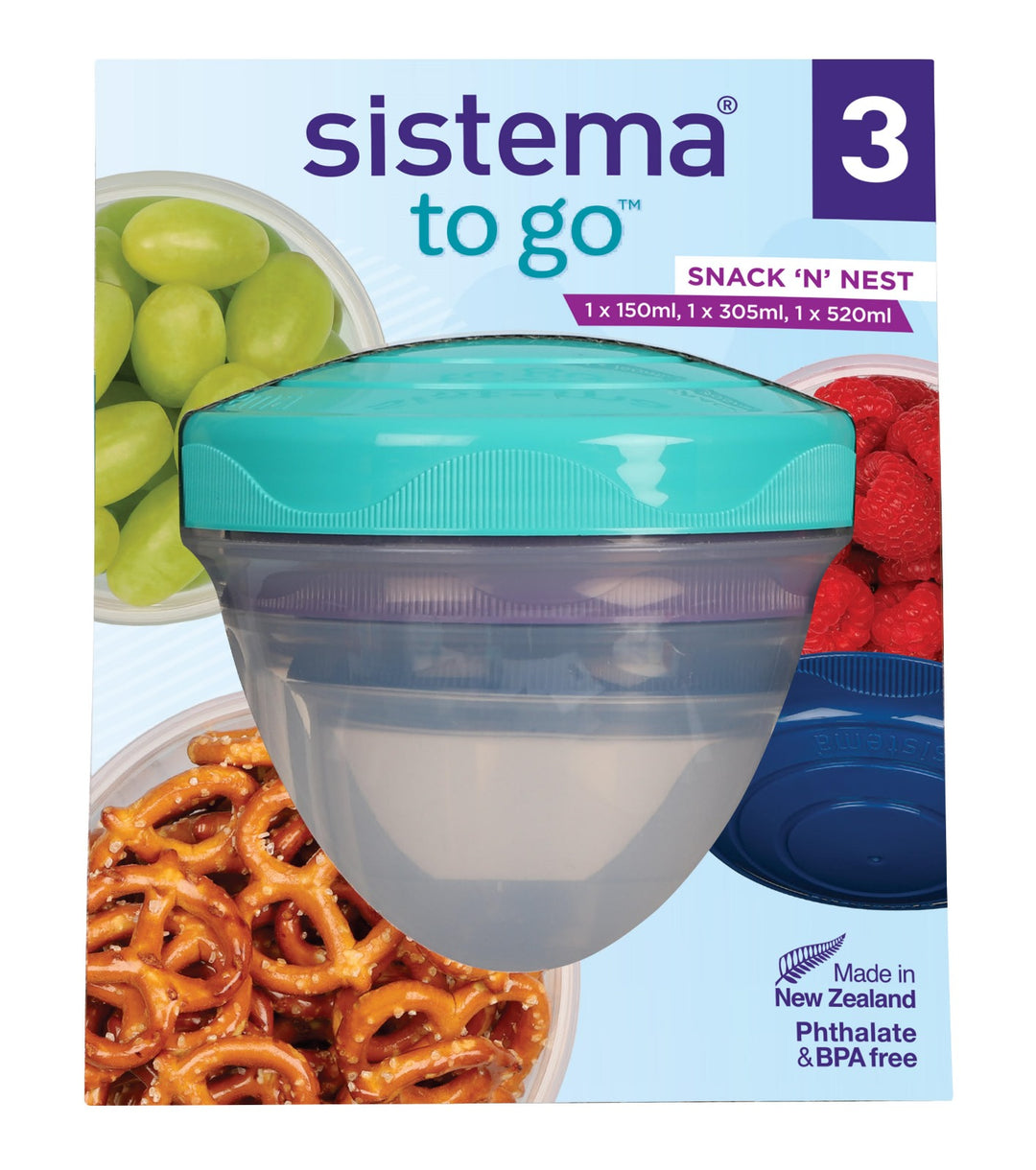 SISTEMA Snack 'N' Nest To Go Nestable Snack Containers 3 Pack