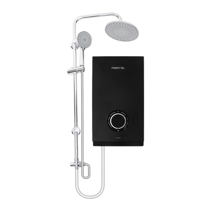 Mistral Shower Heater DC Pump MSH103-BK Black, Chrome Rain Shower