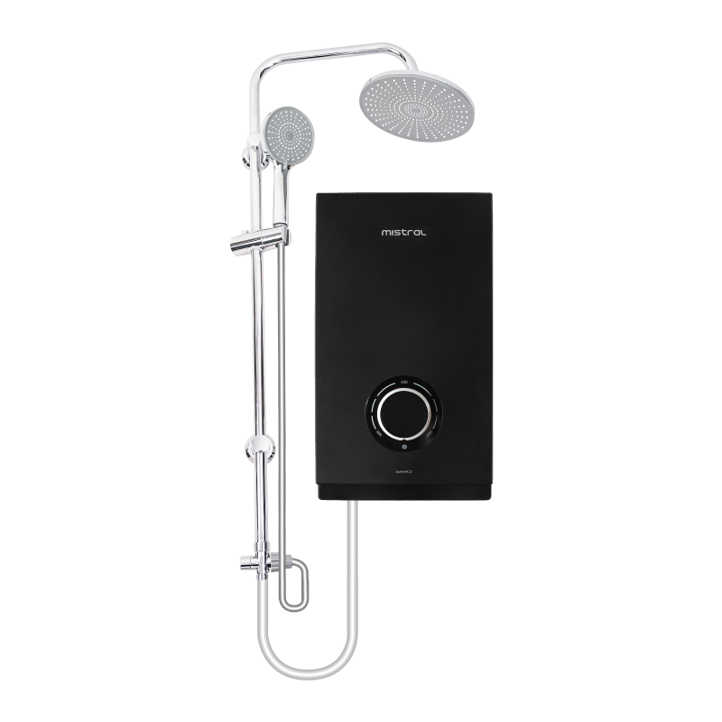 Mistral Shower Heater DC Pump MSH103-BK Black, Chrome Rain Shower