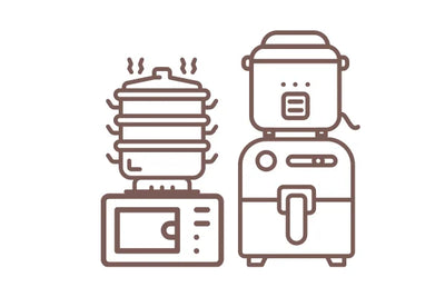 Icon of a food steamer and a pressure cooker on a white background