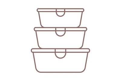Icon of kitchen storage with three stacked containers on a white background