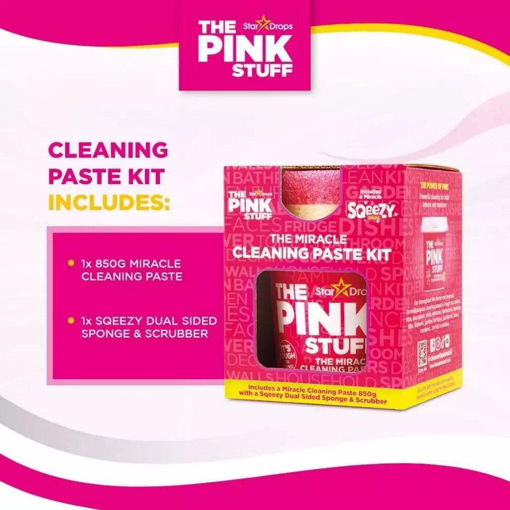 The Pink Stuff Paste 850g And Sqeezy Dual Sponge Scrubber Kit