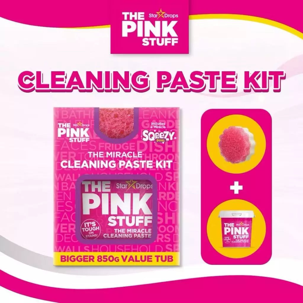 The Pink Stuff Paste 850g And Sqeezy Dual Sponge Scrubber Kit