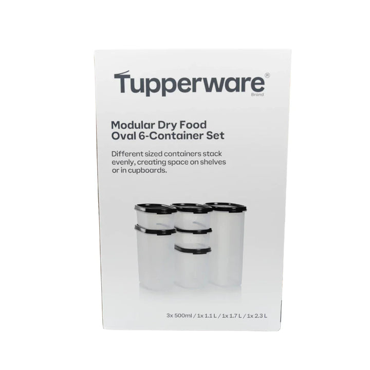 Tupperware Oval Modular Dry Food 6pcs Container Set (1x2.3L/1x1.7L/1X1.1L/3x500ml) TP0007 - image 2