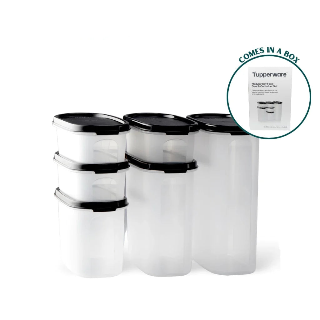 Tupperware Oval Modular Dry Food 6pcs Container Set (1x2.3L/1x1.7L/1X1.1L/3x500ml) TP0007