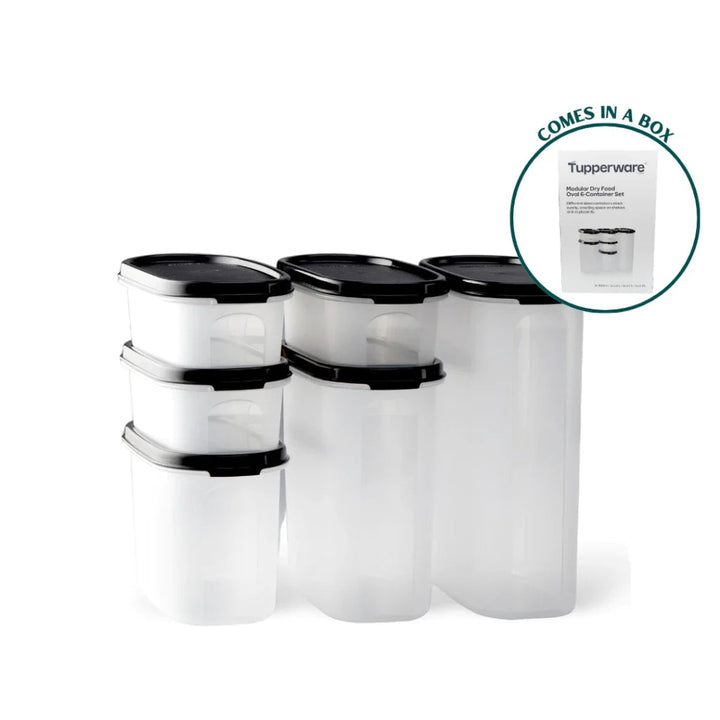Tupperware Oval Modular Dry Food 6pcs Container Set (1x2.3L/1x1.7L/1X1.1L/3x500ml) TP0007