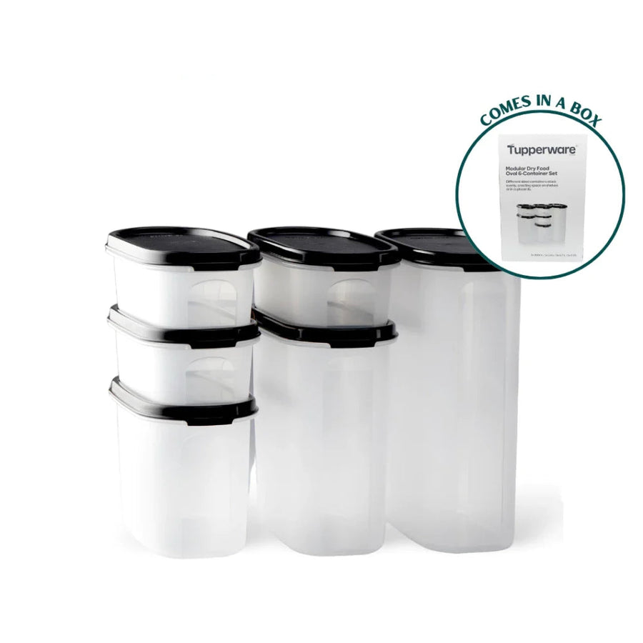 Tupperware Oval Modular Dry Food 6pcs Container Set (1x2.3L/1x1.7L/1X1.1L/3x500ml) TP0007