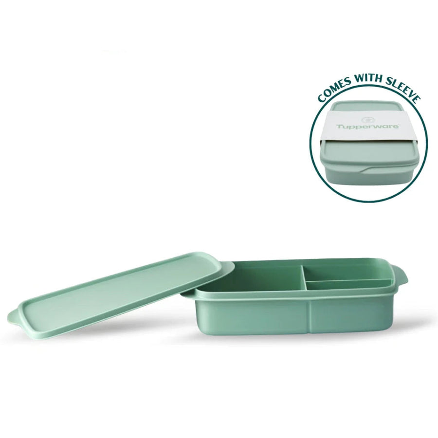 Tupperware Rectangular Divided Lunch Box (1L, Sage) TP0024