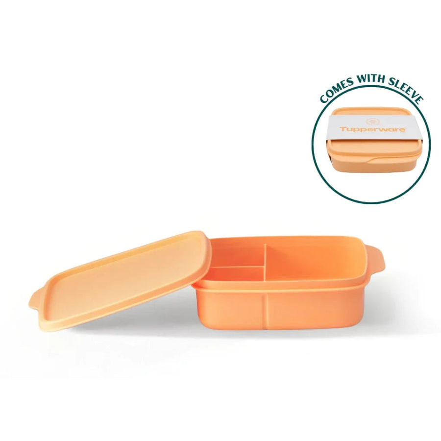Tupperware Square Divided Lunch Box (550ml, Peach) TP0027