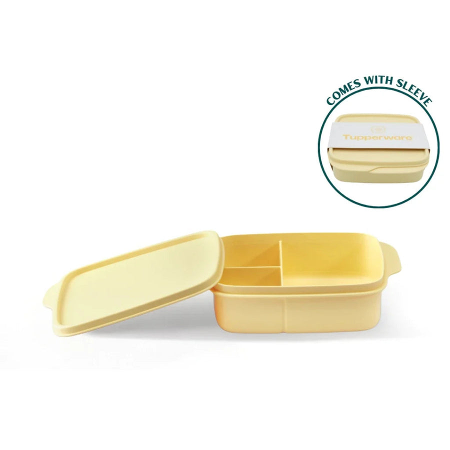 Tupperware Square Divided Lunch Box (550ml, Yellow) TP0026