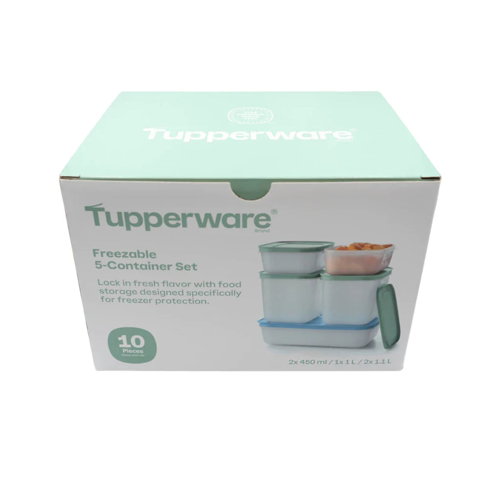 Tupperware Freezable 5pcs Container Set (2x450ml/1x1L/2x1.1L) TP0001 - image 2