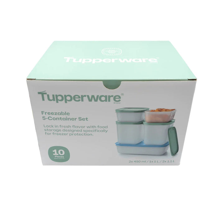 Tupperware Freezable 5pcs Container Set (2x450ml/1x1L/2x1.1L) TP0001 - image 2