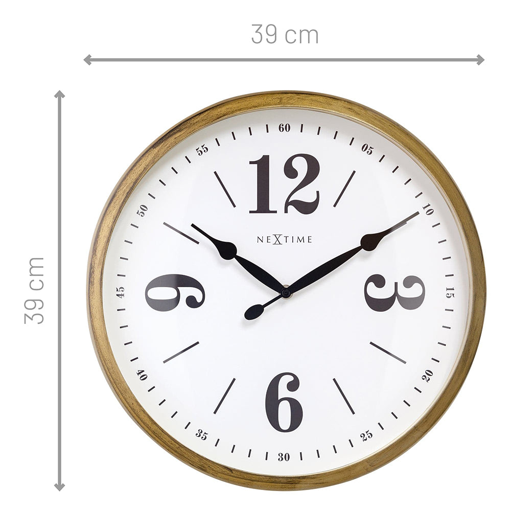 Jam Dinding Klasik NeXtime 39cm (Emas/Putih)