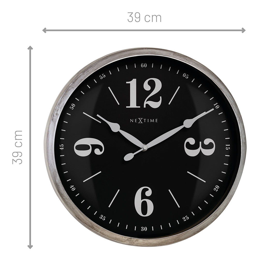 Jam Dinding Klasik NeXtime 39cm (Perak/Hitam)