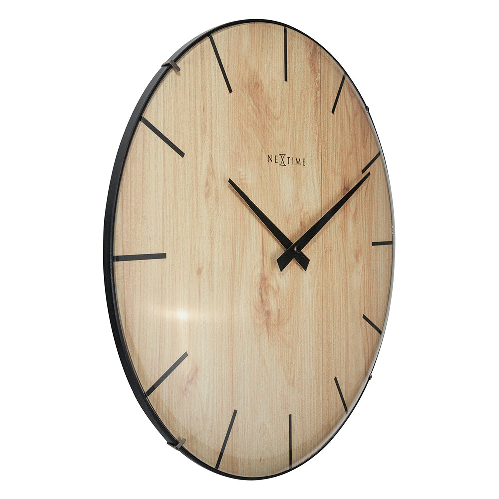 NeXtime Edge Wood Dome Wall Clock 35cm (Light Brown)