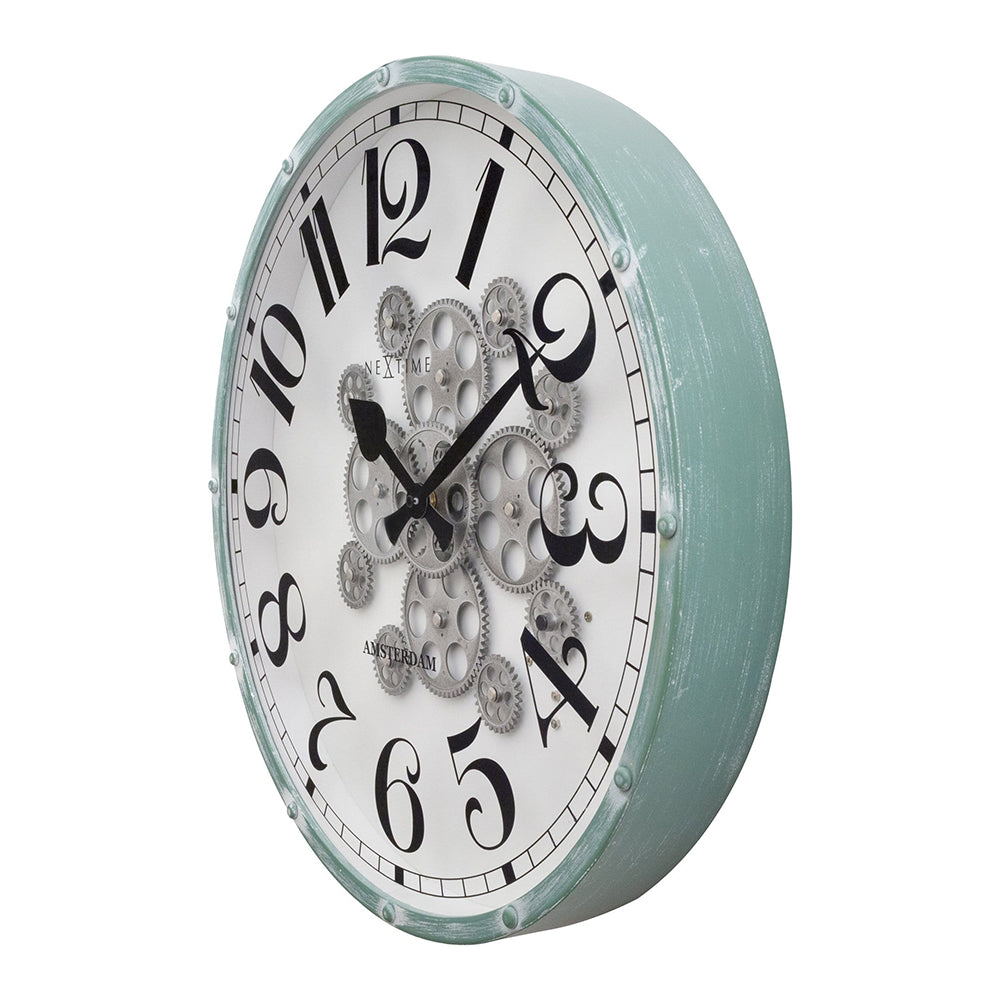 Jam Dinding NeXtime Henry Moving Gear 50cm (Hijau/Putih)