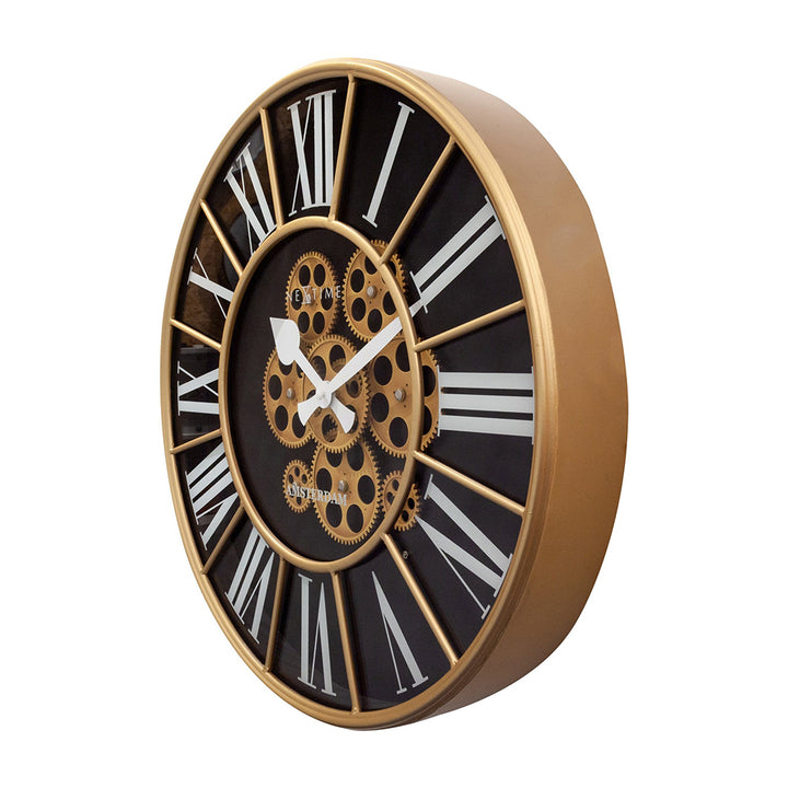 NeXtime William Moving Gear Wall Clock 50cm (Gold/Black/White)