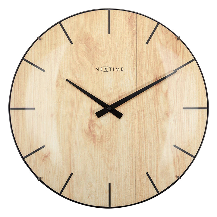 NeXtime Edge Wood Dome Wall Clock 35cm (Light Brown)
