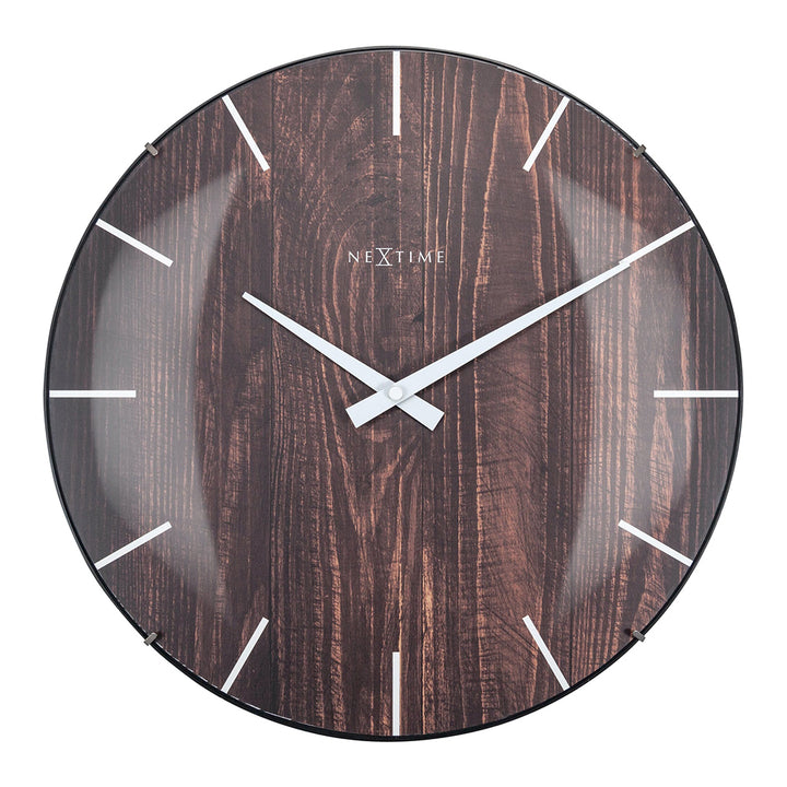 NeXtime Edge Wood Dome Wall Clock 35cm (Dark Brown)