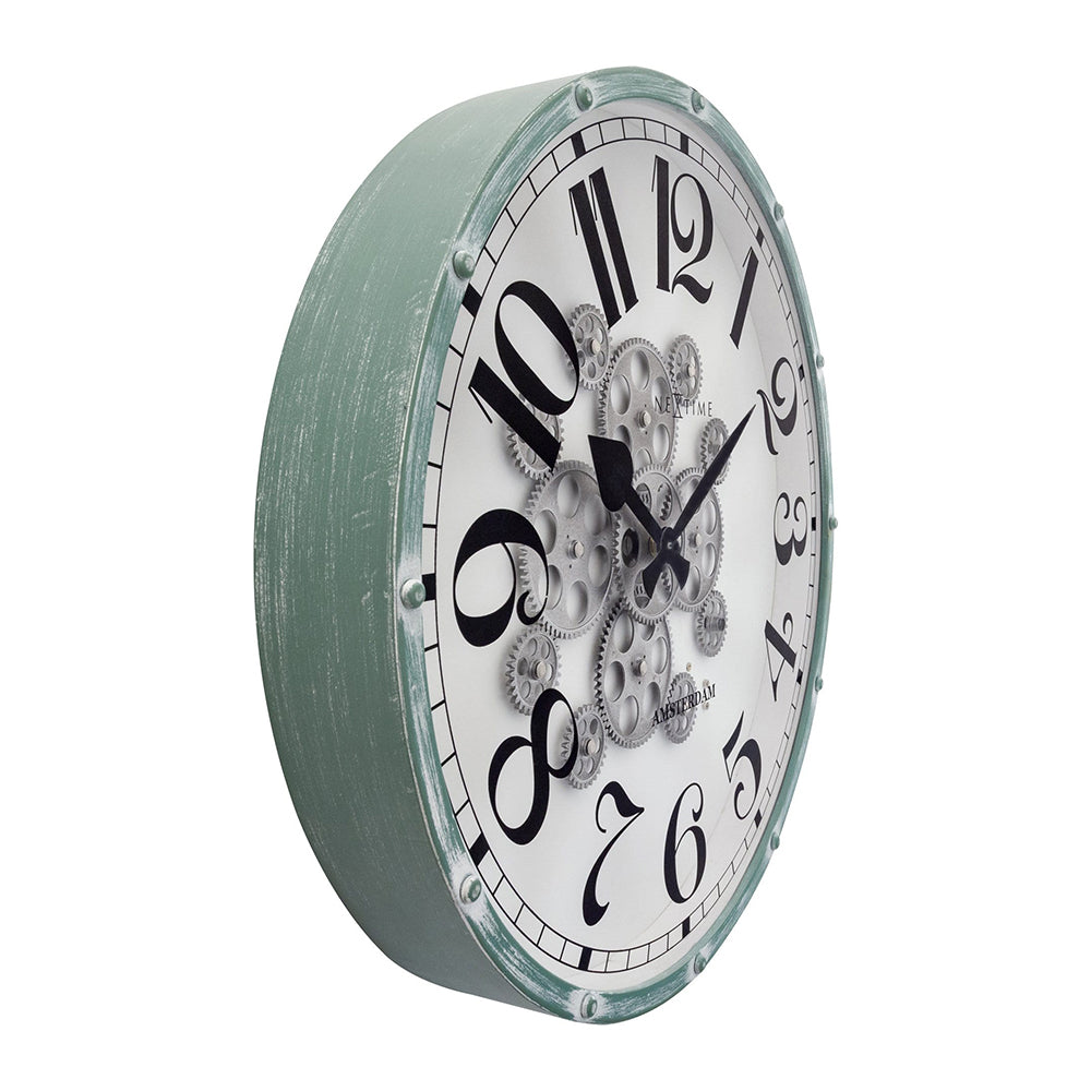 Jam Dinding NeXtime Henry Moving Gear 50cm (Hijau/Putih)