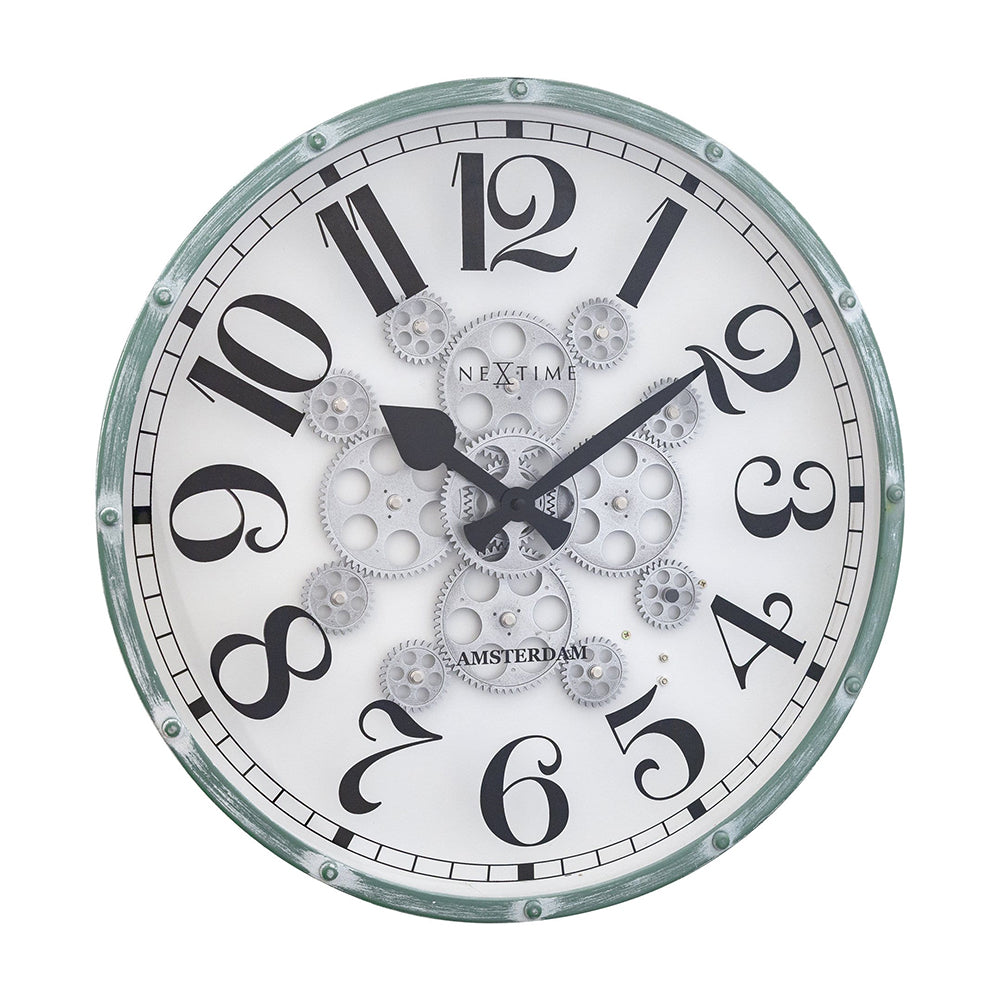 Jam Dinding NeXtime Henry Moving Gear 50cm (Hijau/Putih)