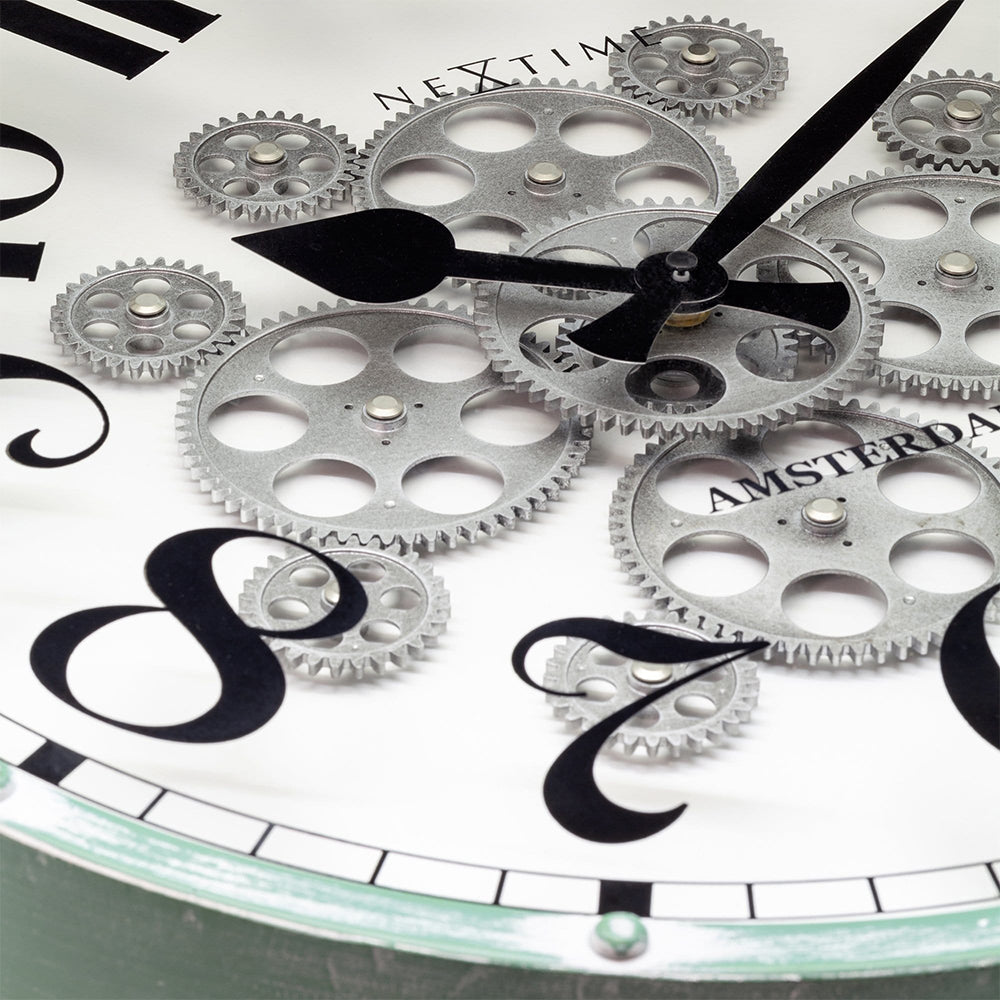 Jam Dinding NeXtime Henry Moving Gear 50cm (Hijau/Putih)