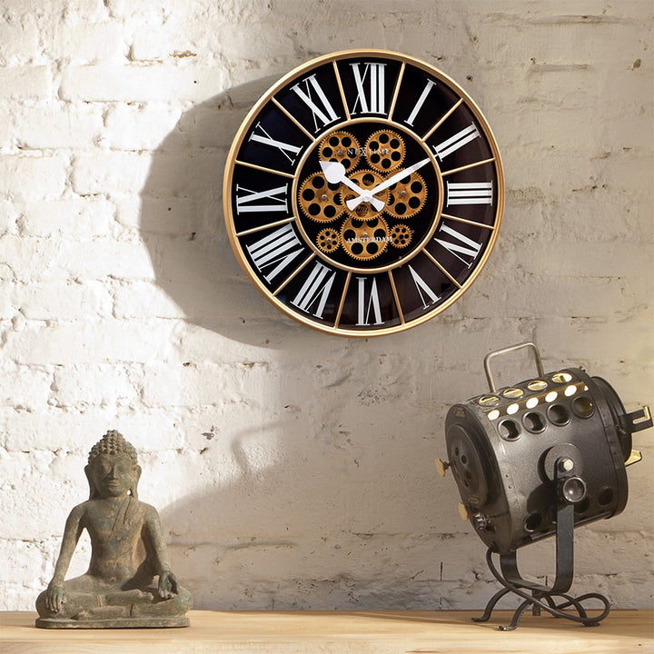 NeXtime William Moving Gear Wall Clock 50cm (Gold/Black/White)
