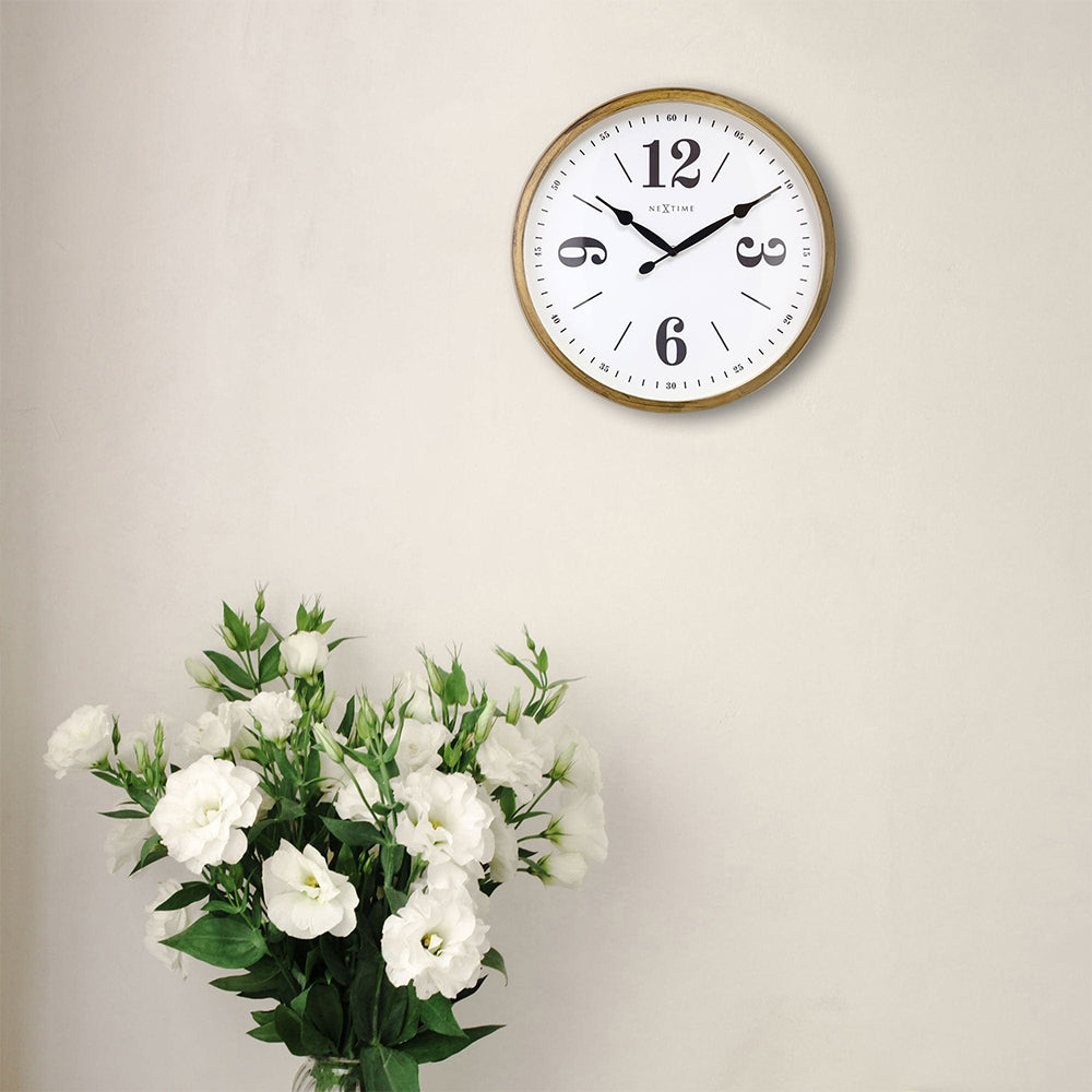 NeXtime Classic Wall Clock 39cm (Gold/White)