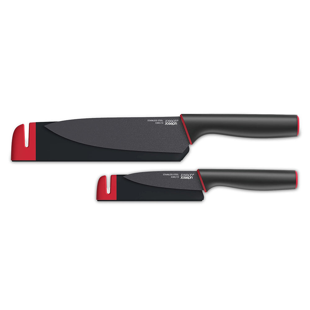 Joseph Joseph Slice&Sharpen Set 2 Pisau Dengan Sarung Mengasah 