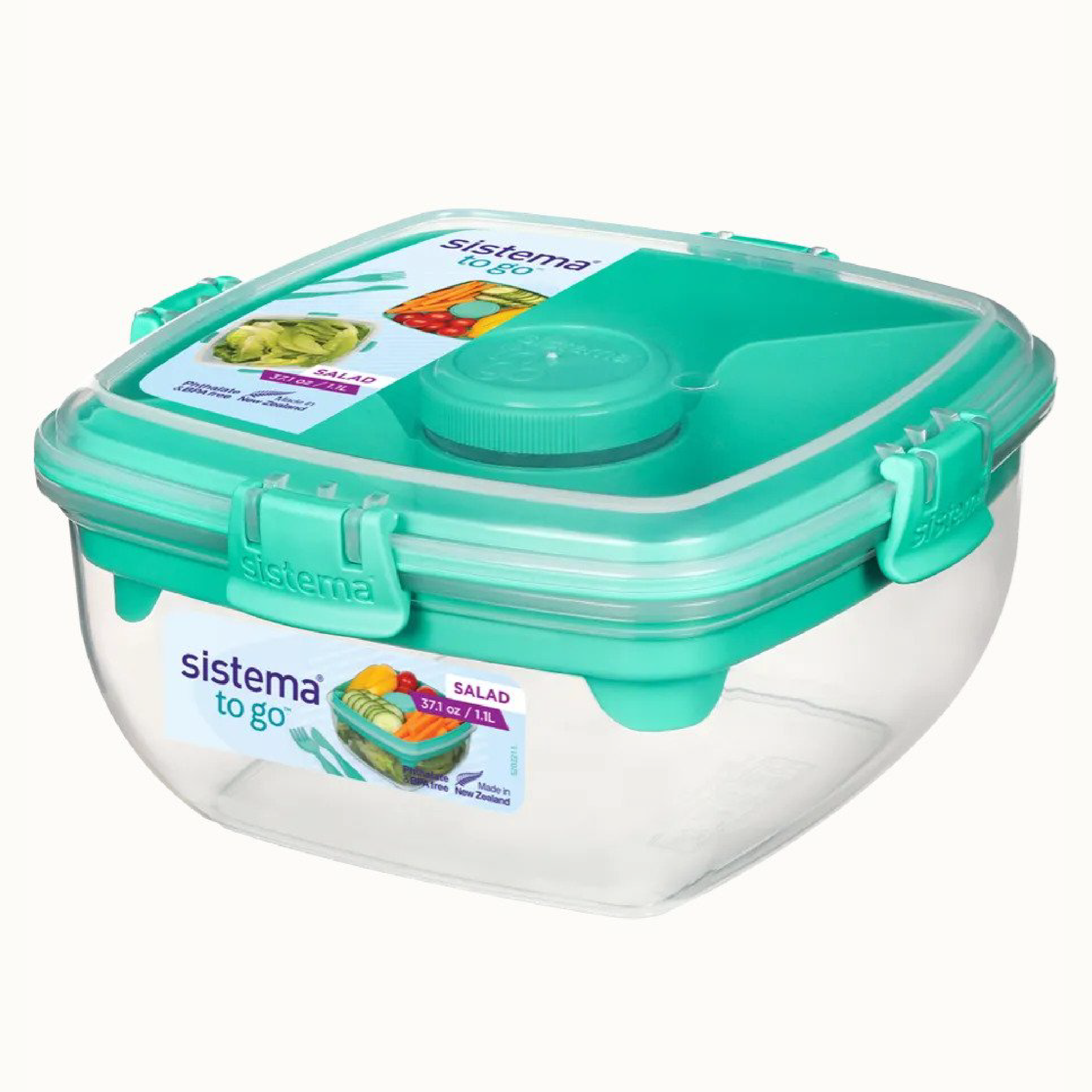 SISTEMA Salad To Go Box Dengan Bekas Pembahagi Untuk Bersolek Dan Kutleri