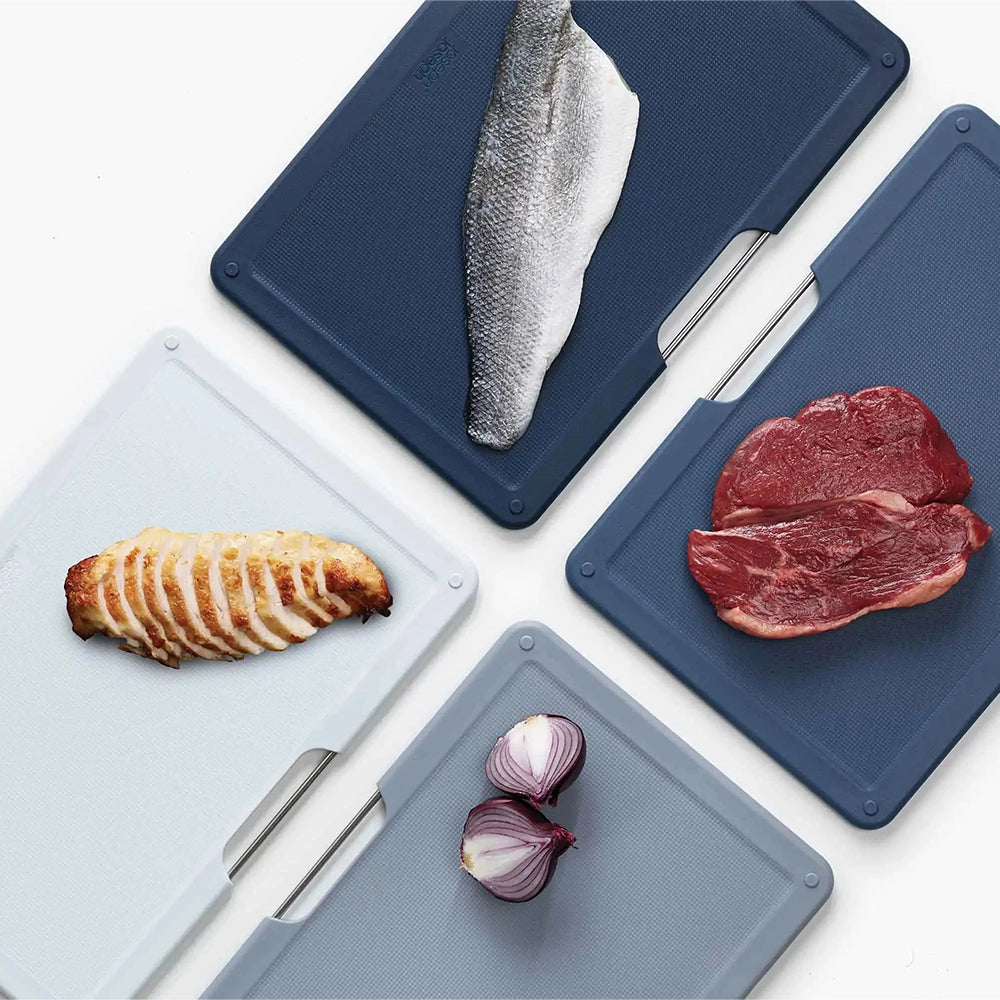 Cutting board set FOLIO STEEL, 4 pcs, with a stand, rose gold