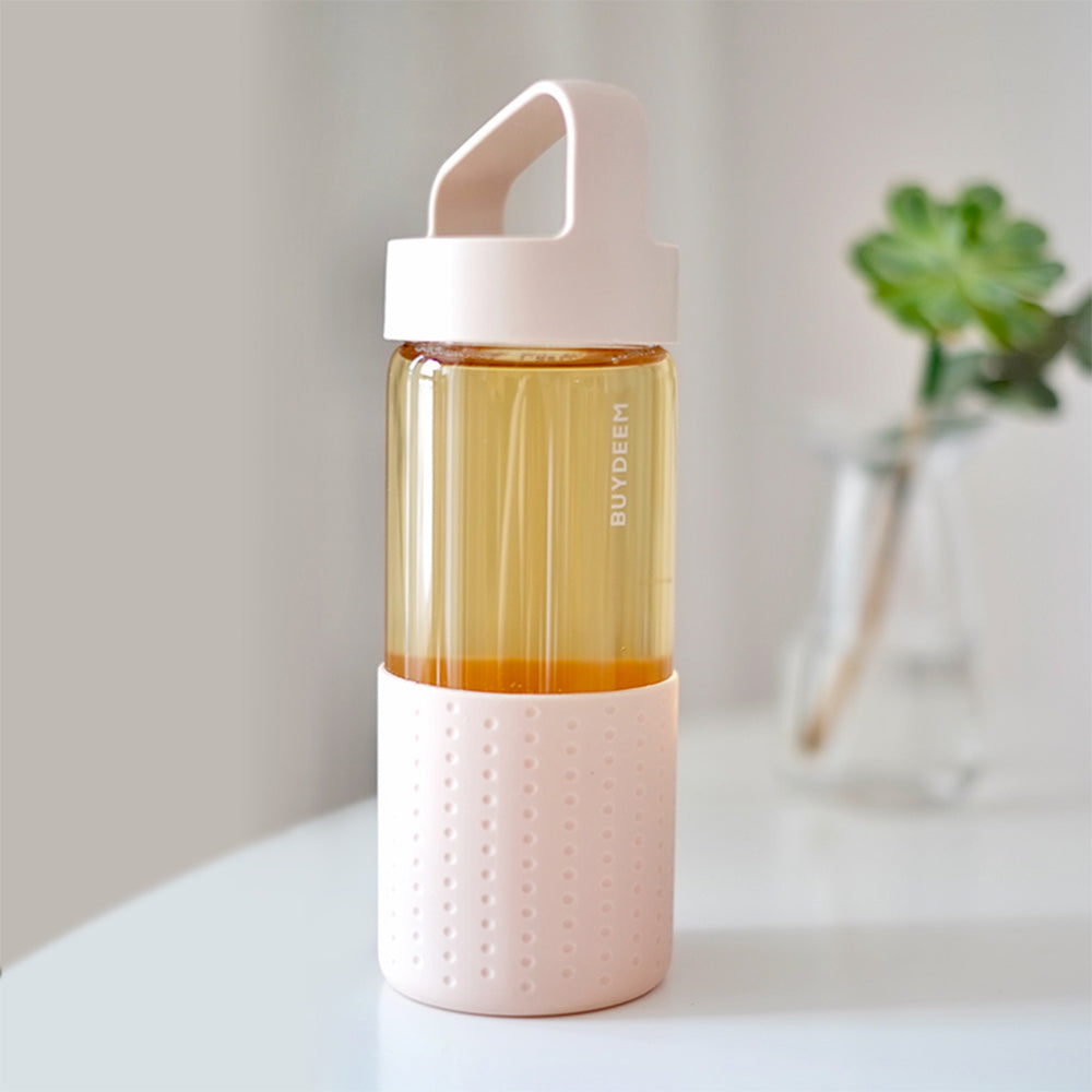 BUYDEEM Botol Kaca Mudah Alih 400ml, Putih 