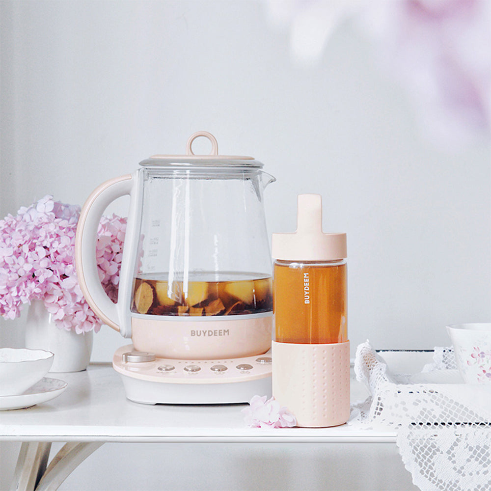 BUYDEEM Botol Kaca Mudah Alih 400ml, Putih 