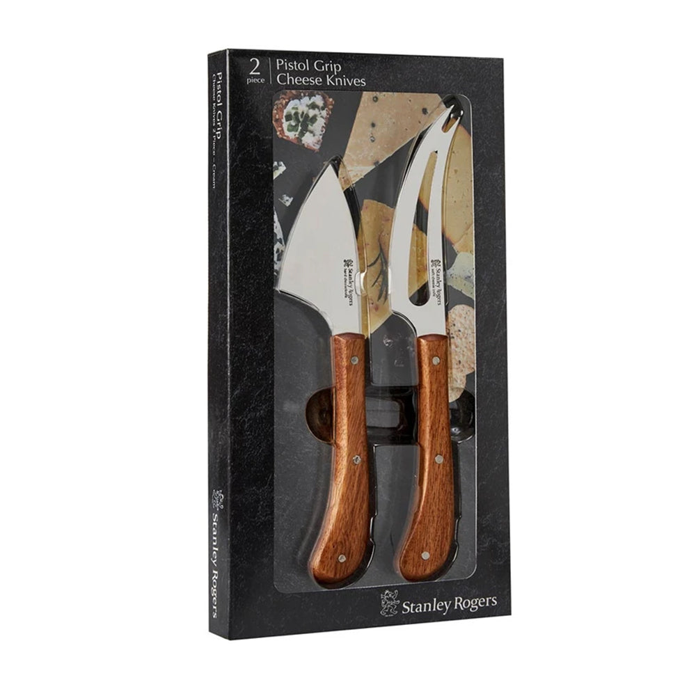 STANLEY ROGERS Pistol Grip Acacia Cheese Knife 2pc Set