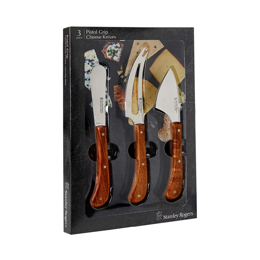 STANLEY ROGERS Pistol Grip Acacia Cheese Knife 3pc Set