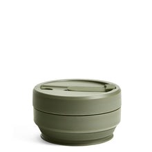 Load image into Gallery viewer, Stojo Biggie Collapsible cup 16oz Moss Collapsed
