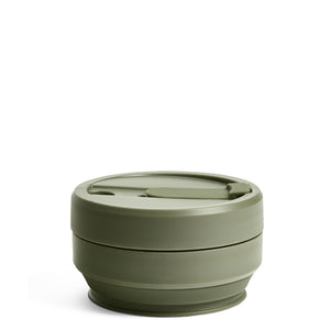 Stojo Biggie Collapsible cup 16oz Moss Collapsed