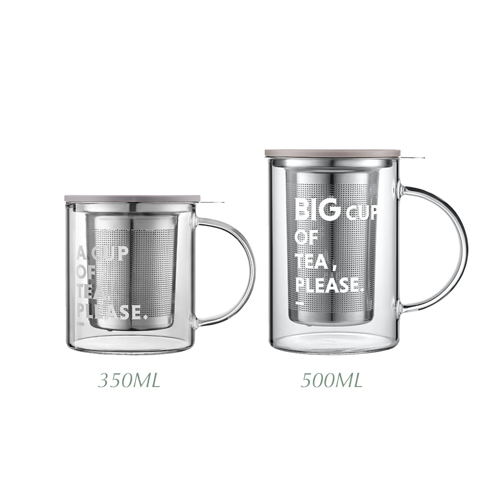 Belideem Cawan Teh Kaca dengan Penapis Teh/Bakul 350ML & 500ML