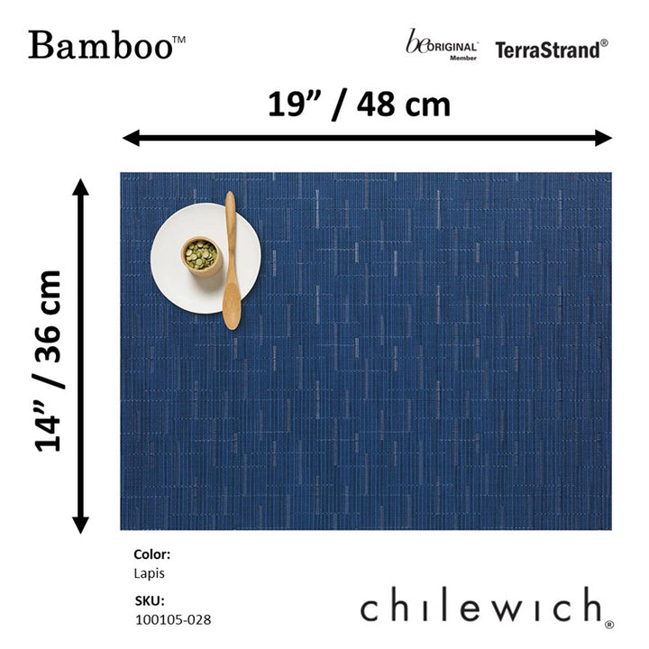 CHILEWICH TerraStrand Microban Anyaman Buluh Alas Meja 36 x 48 cm, Lapis