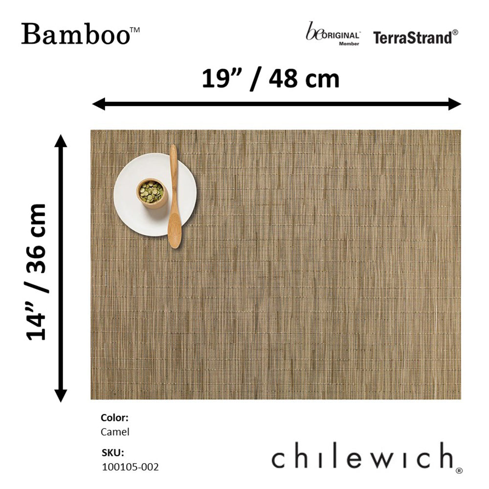 CHILEWICH TerraStrand Microban Anyaman Buluh Alas Meja 36 x 48 cm, Unta
