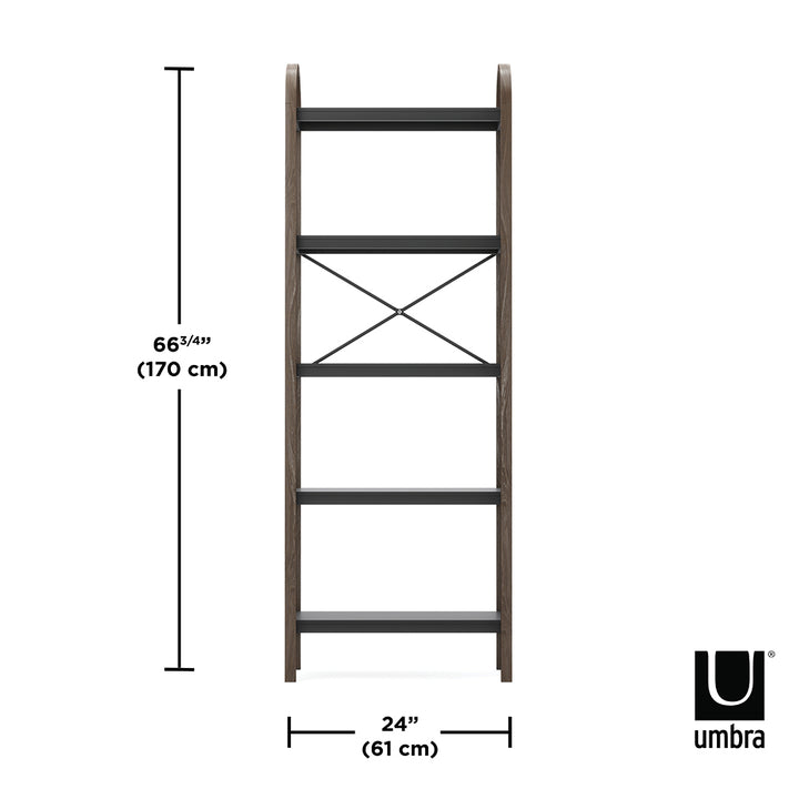 UMBRA Bellwood 5-Tier Freestanding Shelf, Black/Walnut