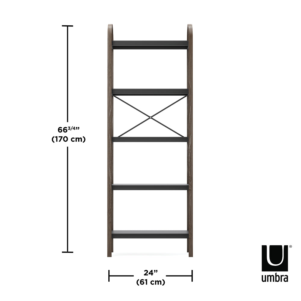 UMBRA Bellwood 5-Tier Freestanding Shelf, Black/Walnut