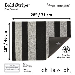 CHILEWICH TerraStrand® Microban® Bold Stripe Door Mat 46 x 71 cm, Black/White
