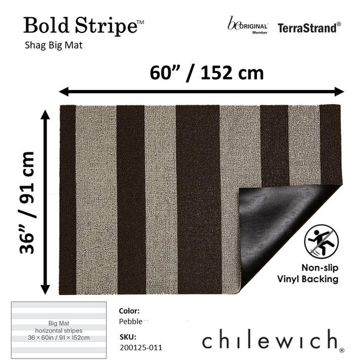 Chilewich Terrastrand Microban Bold Stripe Mat Besar 91 x 152cm, Pebble