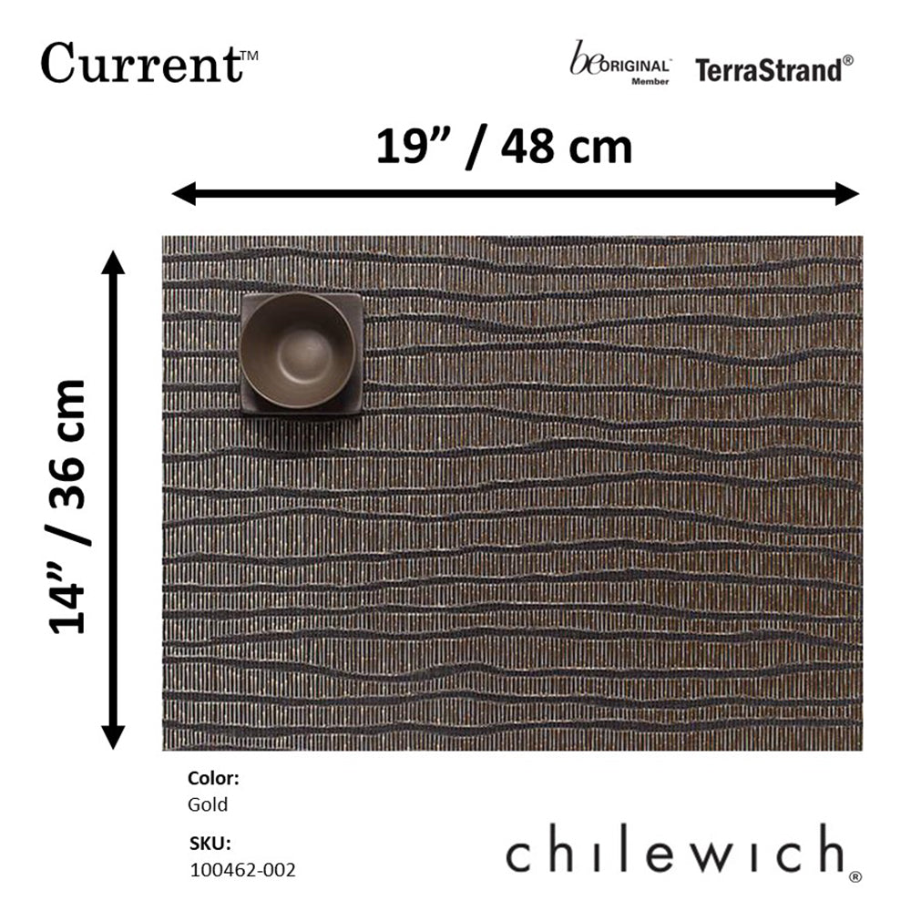 CHILEWICH TerraStrand Microban Current Table Mat 36 x 48 cm, Emas
