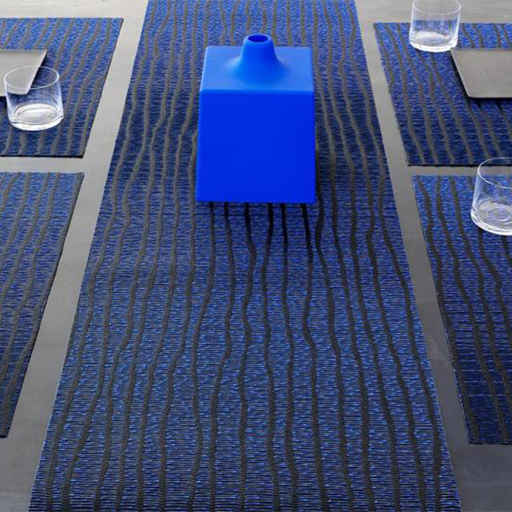 CHILEWICH TerraStrand Microban Current Table Mat 36 x 48 cm, Biru