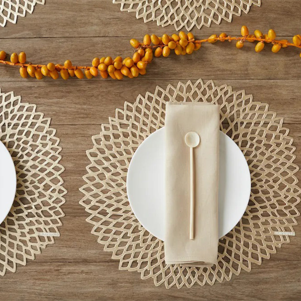 CHILEWICH TerraStrand Microban Dahlia Mould Table Mat 36 x 38 cm, Champagne