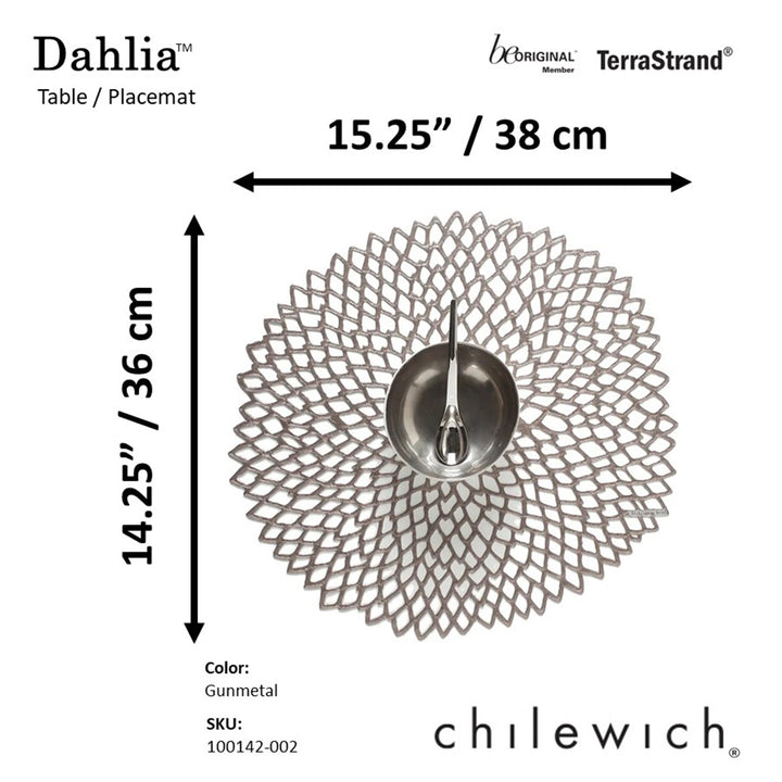 CHILEWICH TerraStrand Microban Dahlia Mould Table Mat 36 x 38 cm, Gunmetal