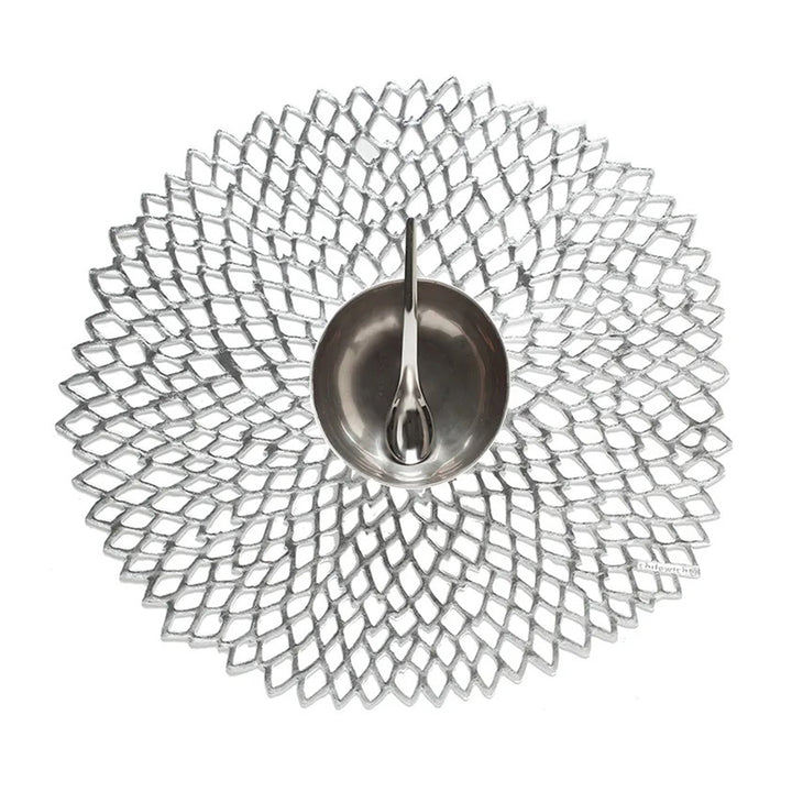 CHILEWICH TerraStrand Microban Dahlia Moulded Table Mat 36 x 38 cm, Silver